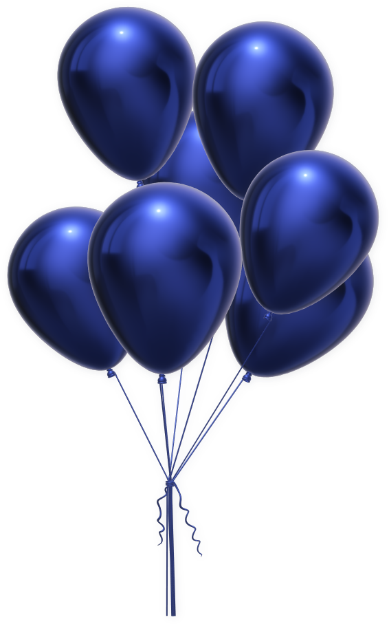 3D Blue Metallic Balloons